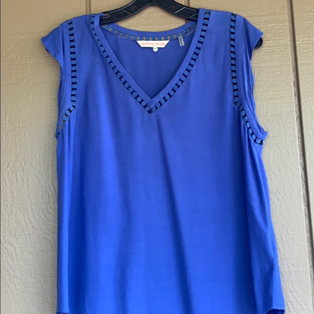 Rebecca Taylor Blue Top Sz 4 - Picture 4 of 5